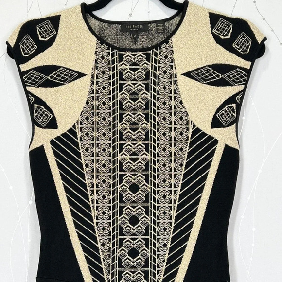 Ted Baker London Black Gold Jenkin Jacquard Dress $279 - Picture 7 of 15